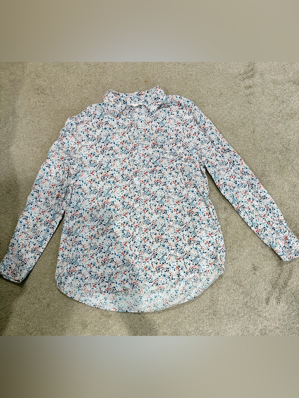 BeachLunchLounge Button-Up Shirt, Women’s Large Multicolor Soft Long Sleeve Top